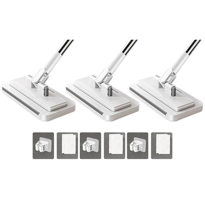 Slim Flat Mop Cleaning Set — 95cm (Upgraded) – One-Click Cloth Change + Mop Clip + 2 Absorbent Velvet Cloths (3-Pack)